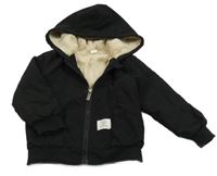 Čierna šušťáková zateplená bunda s kapucňou Shein