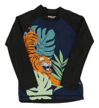 Tmavomodro-čierne UV tričko s tigrom Kuniboo