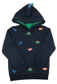 Tmavomodrá mikina s dinosaury a kapucí M&S