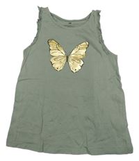 Khaki top s motýlkom H&M