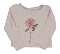 Svetloružové tričko s růží H&M