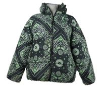 Dámská antracitová šusťáková zimní bunda se vzorem 