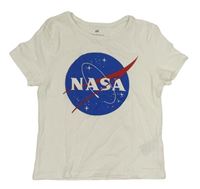 Biele crop tričko s potiskem NASA H&M