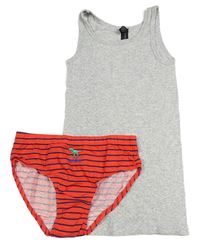 2set - červené pruhované slipy + nátělník 