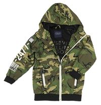 Khaki army šušťáková jesenná bunda s kapucňou Next