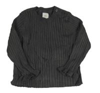 Tmavošedé pletené žebrované triko H&M