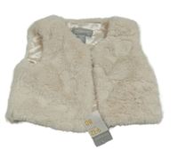 Nové - Svetlobéžová chlpatá podšitá vesta Primark