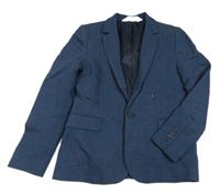 Tmavomodré melírované lněné sako H&M