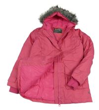 Růžová melírovaná šusťáková zimní bunda s kapucí 