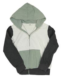 Bielo-tmavosivá prepínaci mikina s kapucňou H&M