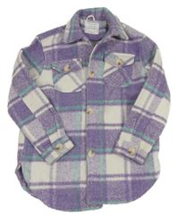 Lila-bílá kostkovaná košilová bunda Primark