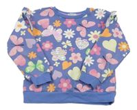 Fialovo-barevná mikina se srdíčky a motýly Primark