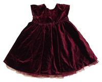 Vínové sametové šaty s puntíkatou sukní George