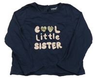 Tmavomodré tričko s nápisom Vertbaudet