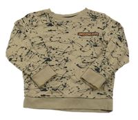 Hnedo-čierna vzorovaná mikina s nápisom Next