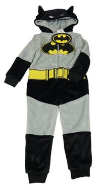 Nové - Černo-šedá plyšová kombinéza s kapucí - Batman