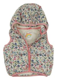 Bílo-barevná šusťáková zateplená vesta s kapucí Next