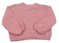 Ružový žinylkový sveter F&F