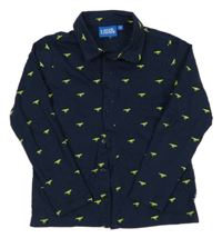 Tmavomodrá lehká košile s dinosaury 
