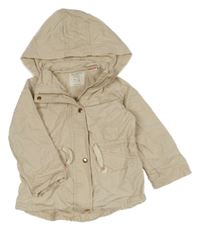 Béžová plátenná parka s kapucňou Zara