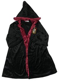 Černo-vínový plyšový plášť Harry Potter s kapucňou