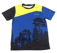Černo-modro-žluté funkční tričko s potiskem Kilimanjaro 