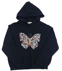 Tmavomodrá mikina s motýlom a kapucňou H&M