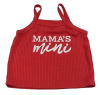Červený rebrovaný crop top s nápisom