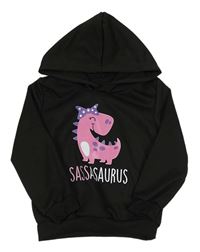 Čierna mikina s dinosaurom a kapucňou