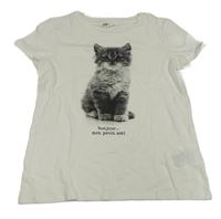 Bílé tričko s kočkou H&M