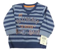 Nové - Modro-tmavomodrá pruhovaná mikina s nápisem George