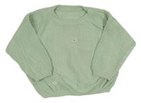 Svetlozelený oversize sveter s kvietkami