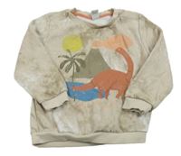 Béžová vzorovaná mikina s dinosaurami Tu