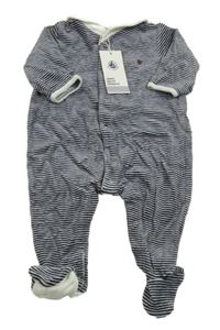 Nové - Černo-bílý sametový overal s límečkem Petit Batear