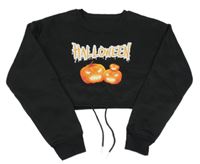 Čierna crop mikina s dýněmi Shein
