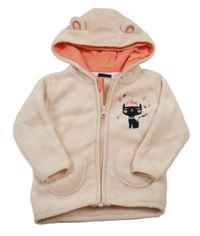 Broskvová chlpatá prepínaci mikina s kapucňou Lupilu