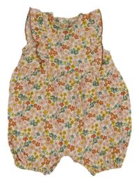 Smotanový kraťasový overal s kvietkami Ergee
