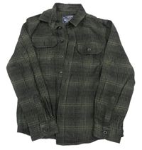 Olivovo-černá kostkovaná flanelová košile Rebel