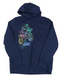 Tmavomodrá mikina s motorkou a kapucí Dunnes