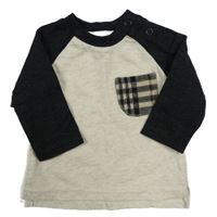 Béžovo-čierne tričko s vreckom Nutmeg