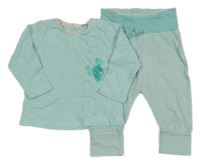 2set - Světlemodro-bílé pruhované triko s kaktusem + tepláky Tom Tailor 