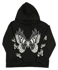 Čierna mikina s motýlikmi a kapucňou