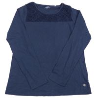 Tmavomodré triko s krajkou Yigga 