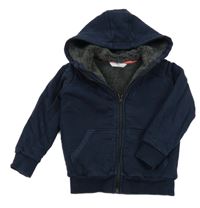 Tmavomodrá propínací zateplená mikina s kapucí M&S