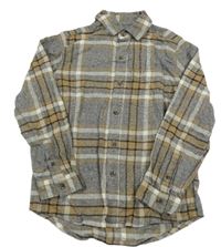 Sivo-béžovo-biela kockovaná flanelová košeľa Next