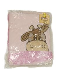 Nové - Světlerůžová chlupatá deka se žirafou Teddybear