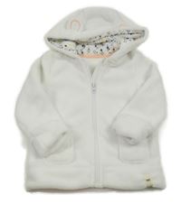 Biela chlpatá bunda s kapucňou