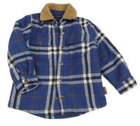 Modro-bílá kostkovaná flanelová zateplená košilová bunda Next