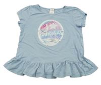 Svetlomodré peplum tričko s překlápěcími flitre C&A