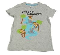 Sivé melírované tričko s opičkami Kiki&Koko